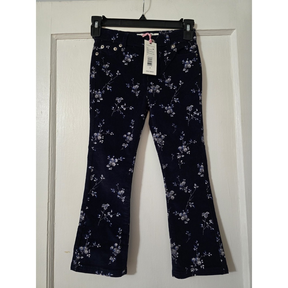 Girls Vineyard‎ Vines Kick Flare Corduroy Pants Sienna Floral Navy Size 7 NWT